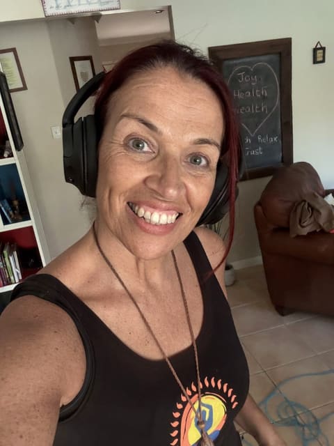 Dawn recording, headphones on